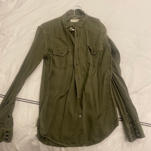 WESTERN SHIRT IN KHAKI STONEWASHED DENIM - Picture 4 of 10